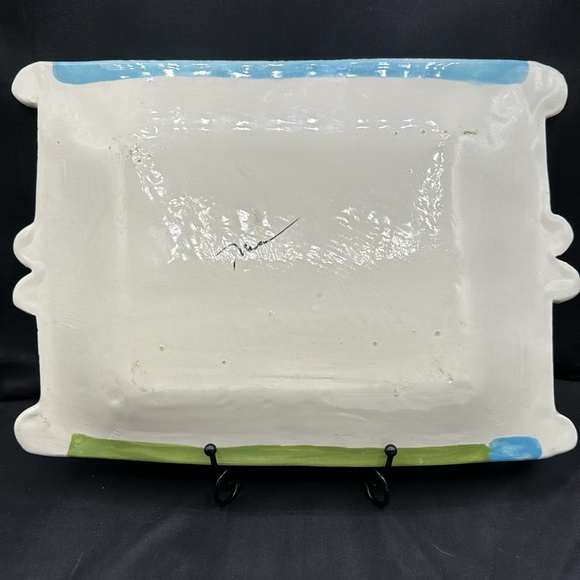 Vintage retro 1990s art style studio pottery plate - Picture 4 of 4